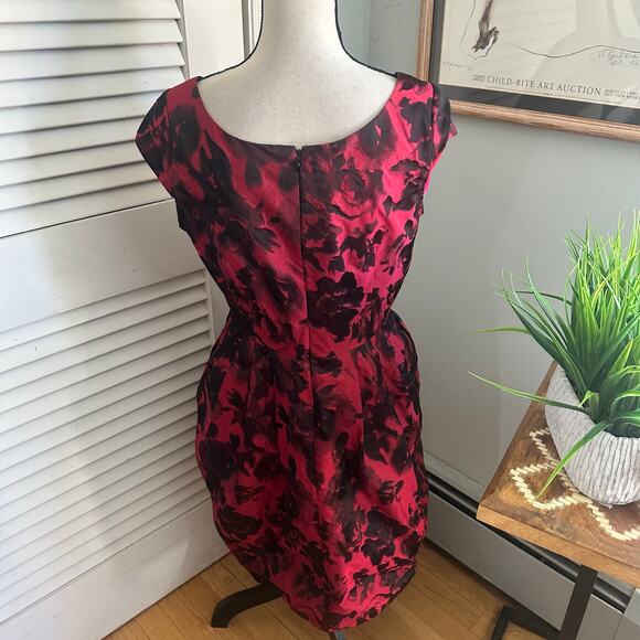 Betsey Johnson Dress Womens 8 Red Black Taffeta Cocktail Evening Holiday - Picture 4 of 9